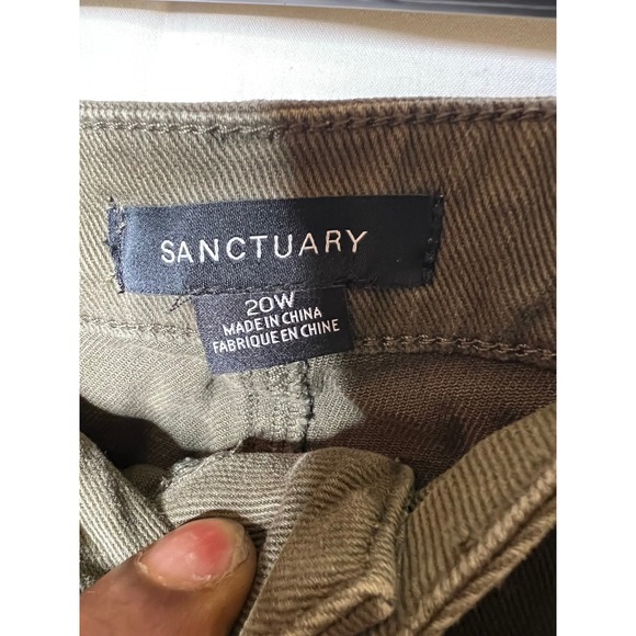 Sanctuary Womens 20W Olive Green Utility Crop Pants Wide Leg Patch Pocket Twill - Picture 4 of 5